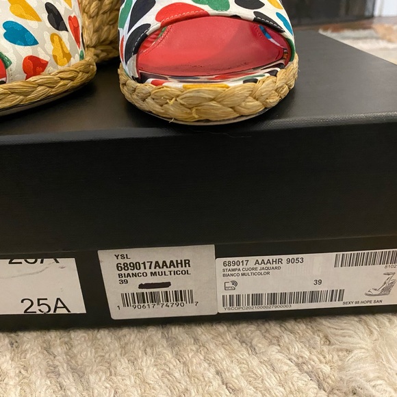 Saint Laurent Paloma Multi Colored Espadrille Wedge Sandals Size 39 - Picture 9 of 10